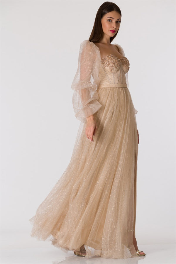 Zila beige evening dress dress