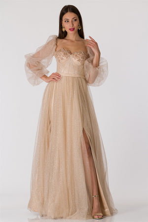 Zila beige evening dress dress