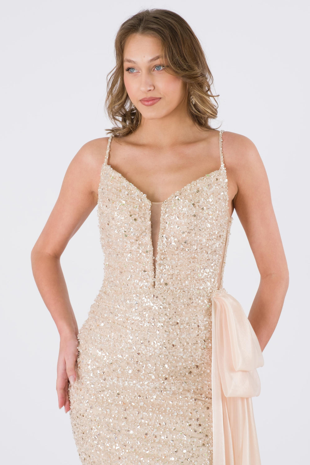 Zyla Beige Evening Dress Dress