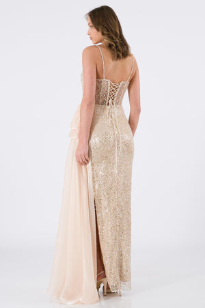 Zyla Beige Evening Dress Dress